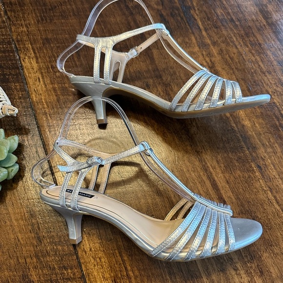Alex Marie | Silver Metallic Strappy Heeled Sandals - Picture 2 of 9